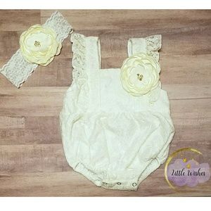 Baby lace romper with headband